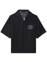 logo print short-sleeve silk shirt